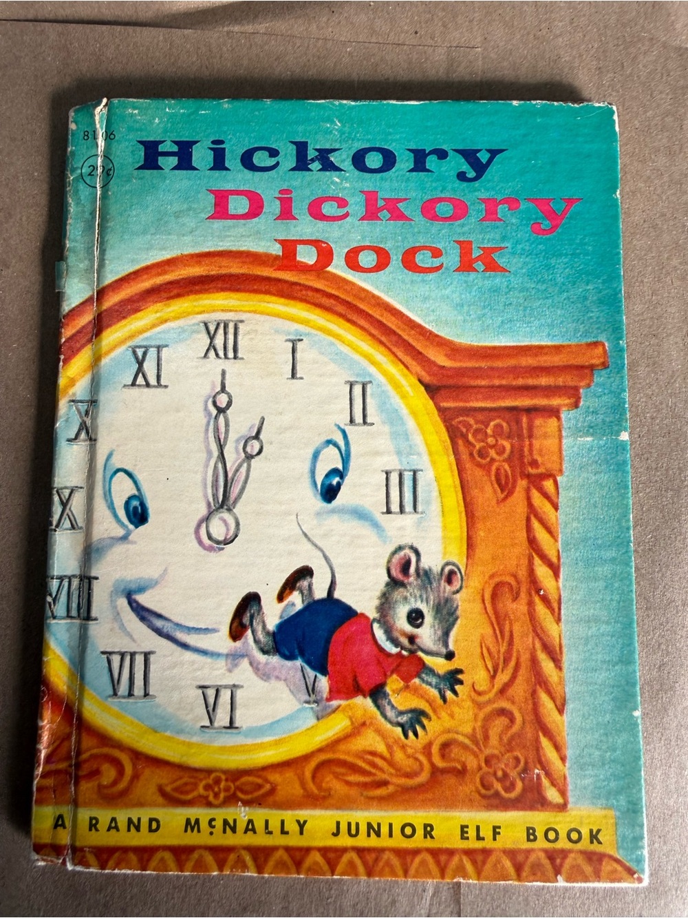 🎉1964 vintage Hickory Dickory Dock - Rand McNally Junior Elf Book (Blue/Yellow)